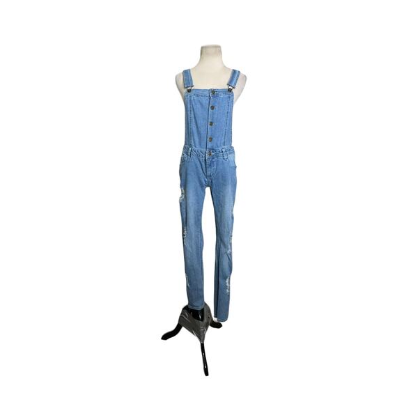 Tinseltown blue distressed denim overalls size M - Picture 15 of 16